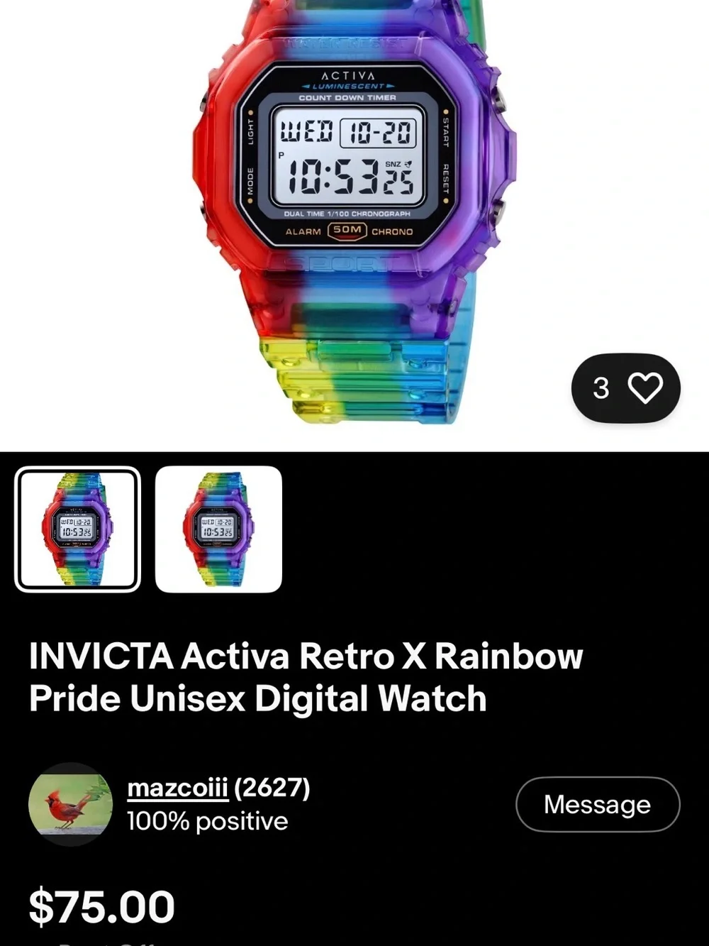 Invicta / Activa Retro X Rainbow Pride Unisex Digital Watch (ACW1622-002)